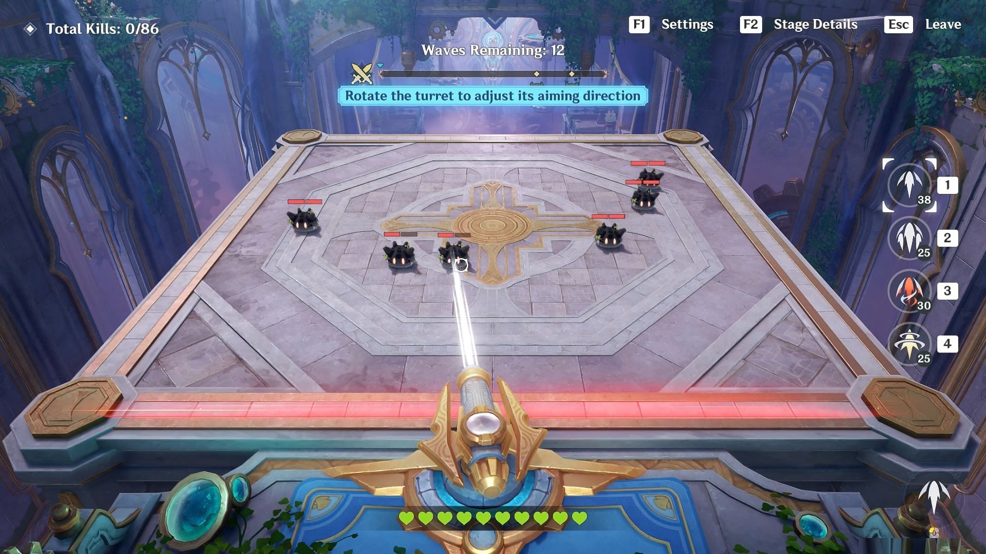 Rotate the turret and fire shots at the enemies (Image via HoYoverse)